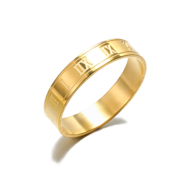 Ring Stainless Steel Geometric Carved Female