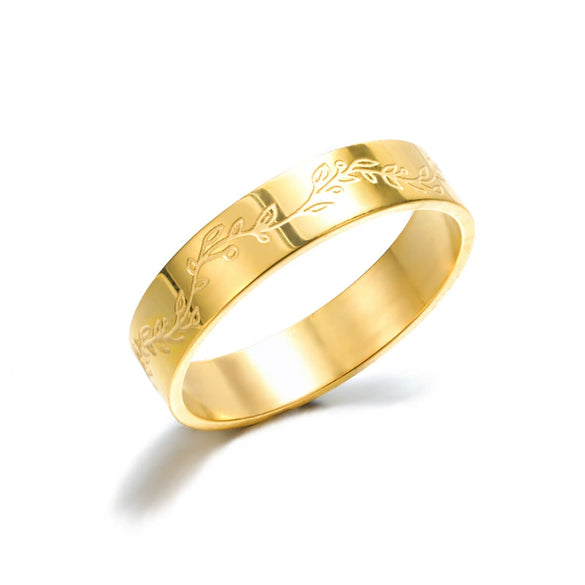 Ring Stainless Steel Geometric Carved Female