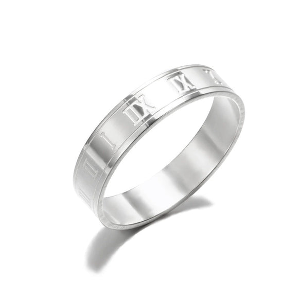 Ring Stainless Steel Geometric Carved Female