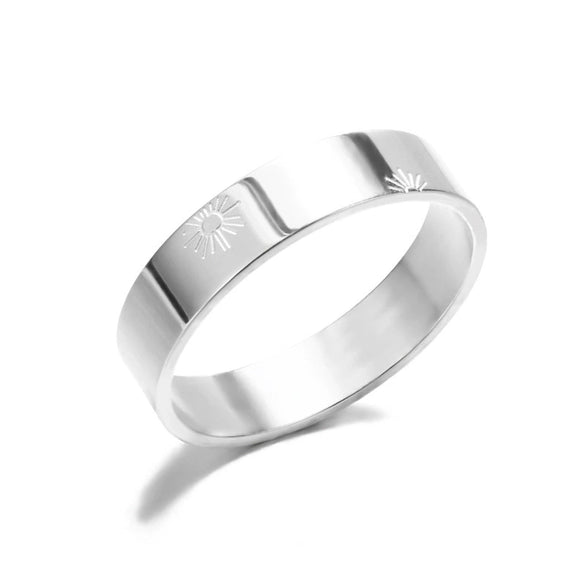 Ring Stainless Steel Geometric Carved Female
