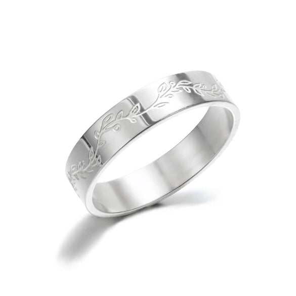 Ring Stainless Steel Geometric Carved Female