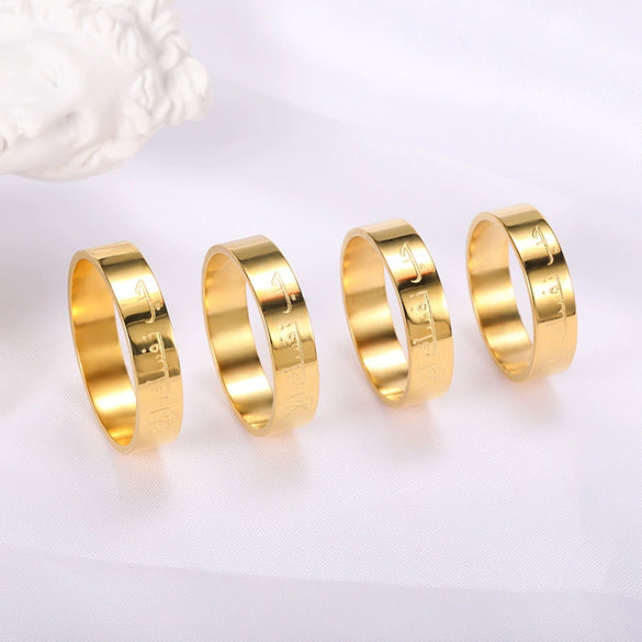 Ring Stainless Steel Geometric Carved Female