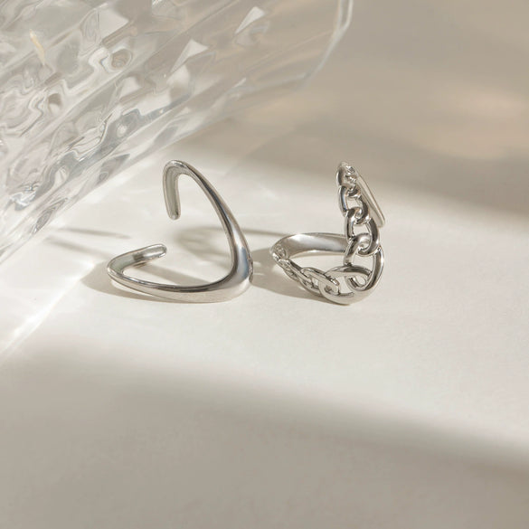 Ring Stainless Steel Geometric Electroplating Minimalist Design Women's
