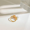 Ring Stainless Steel Geometric Electroplating Zircon Pearl Light Luxury Ins Style Women's