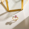 Ring Stainless Steel Geometric Electroplating Zircon Pearl Light Luxury Ins Style Women's