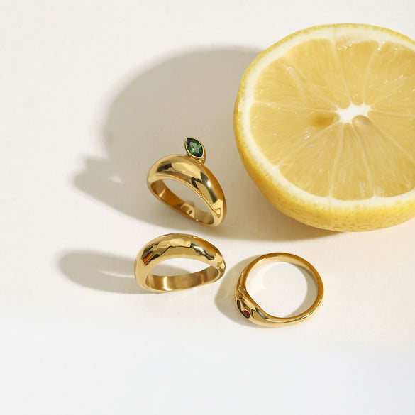 Ring Stainless Steel Geometric Electroplating