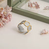 Ring Stainless Steel Geometric Hammer Pattern Electroplated For Women