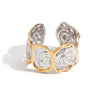 Ring Stainless Steel Geometric Hammer Pattern Electroplated For Women