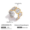 Ring Stainless Steel Geometric Hammer Pattern Electroplated For Women