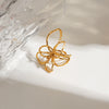 Ring Stainless Steel Geometric Hammer Pattern Electroplating For Women
