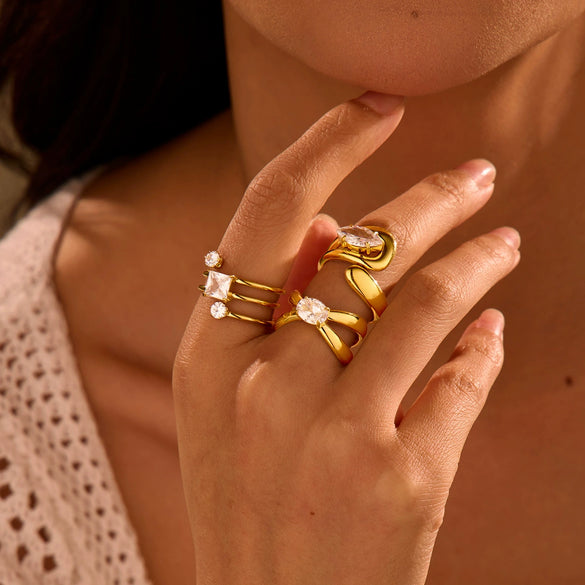 Ring Stainless Steel Geometric Light Luxury Style Electroplated