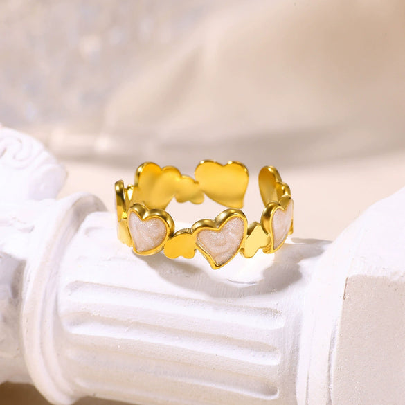 Ring Stainless Steel Geometric U Shape Oil Dripping Enamel Colorful Real Gold Electroplated