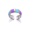 Ring Stainless Steel Geometric U Shape Oil Dripping Enamel Colorful Real Gold Electroplated