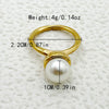Ring Stainless Steel Gold Plated Diamond Star Freshwater Pearl French Retro Electroplating