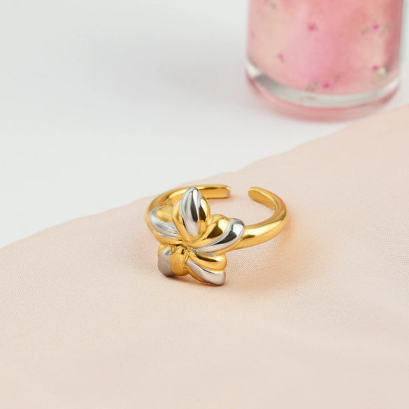Ring Stainless Steel Gold Plated Star Retro Style