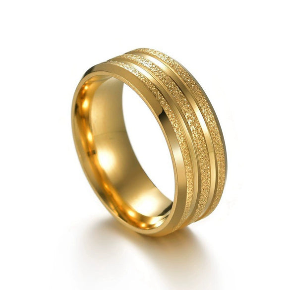 Ring Stainless Steel Goldplated Geometric Frosted Light Luxury Jewelry