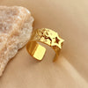 Ring Stainless Steel 18K Gold Plated Heart Geometric Opening Unisex Electroplated