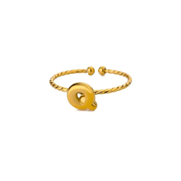 Ring Stainless Steel 18K Gold Plated Letter Open Unisex Electroplated