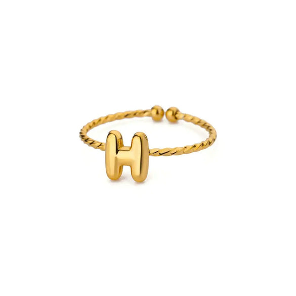 Ring Stainless Steel 18K Gold Plated Letter Open Unisex Electroplated