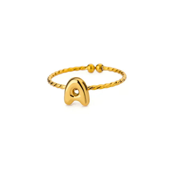 Ring Stainless Steel 18K Gold Plated Letter Open Unisex Electroplated