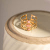 Ring Stainless Steel Natural Rhodolite Geometric Electroplating