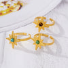 Ring Stainless Steel Natural Turquoise Electroplating Stellar Fashion Charm Women