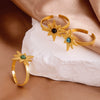Ring Stainless Steel Natural Turquoise Electroplating Stellar Fashion Charm Women