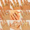 Ring Stainless Steel Real Gold Plated Geometric Water Drop Zircon Open Doublelayer Specialshaped