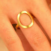Ring Stainless Steel Real Gold Plated Geometric Water Drop Zircon Open Doublelayer Specialshaped