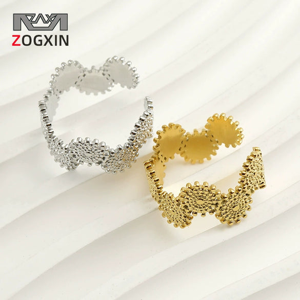 Ring 316L Stainless Steel Retro Geometric Electroplating Women's