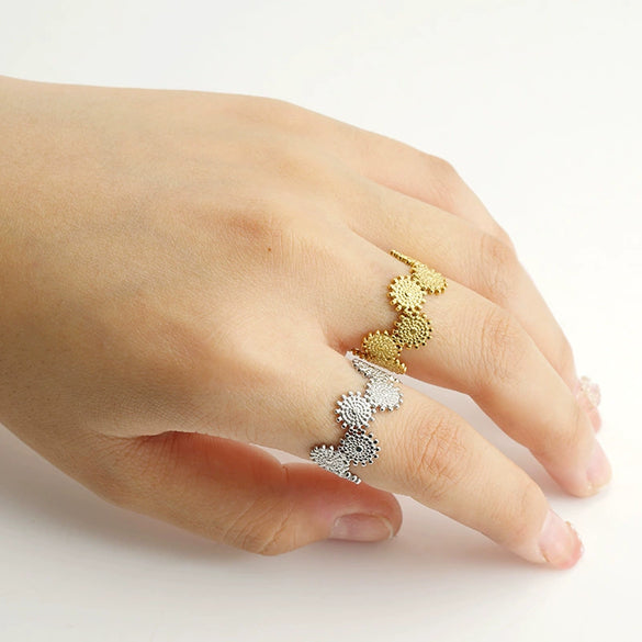 Ring 316L Stainless Steel Retro Geometric Electroplating Women's