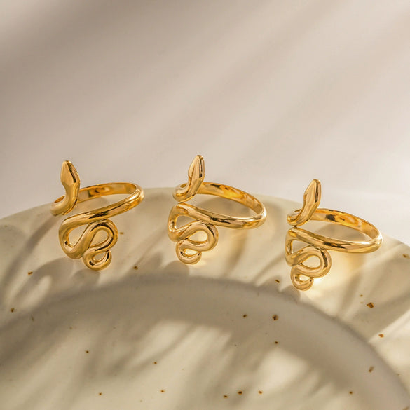 Ring Stainless Steel Snakeshaped Geometric Electroplated