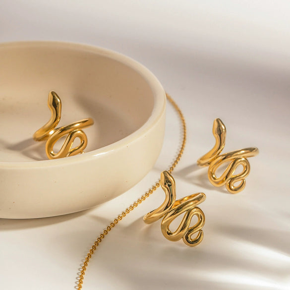 Ring Stainless Steel Snakeshaped Geometric Electroplated