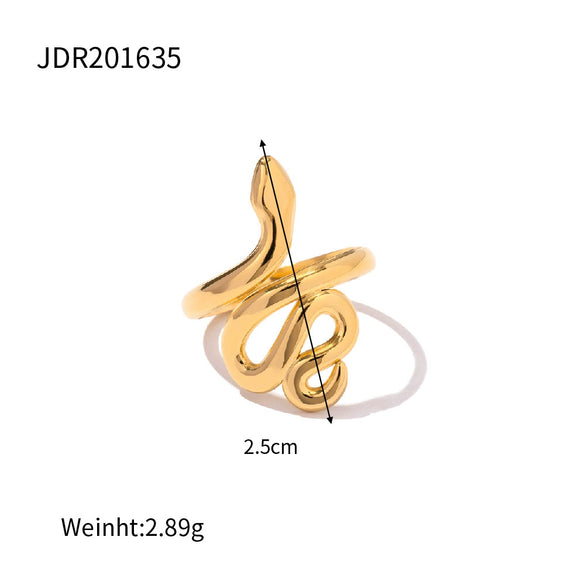 Ring Stainless Steel Snakeshaped Geometric Electroplated