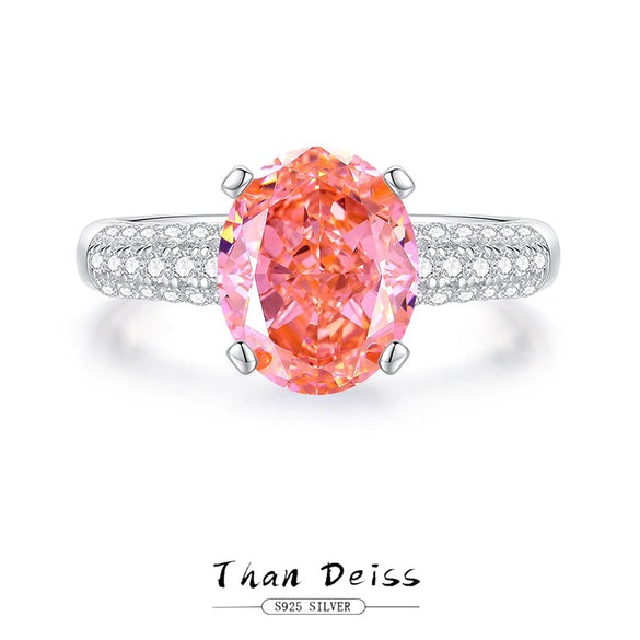 Ring 925 Sterling Silver Pigeon Egg Shape Geometric Style High Carbon Diamond Ice Flower Cut