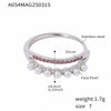 Ring 316L Stainless Steel Double Layer 5A Zircon Viscose Drill Side Opening Adjustment Geometric Style 18K Gold Plated