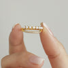 Ring 316L Stainless Steel Double Layer 5A Zircon Viscose Drill Side Opening Adjustment Geometric Style 18K Gold Plated