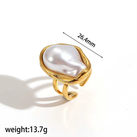 Ring Titanium Steel Flower Leaves Geometric Electroplated Highend Jewelry
