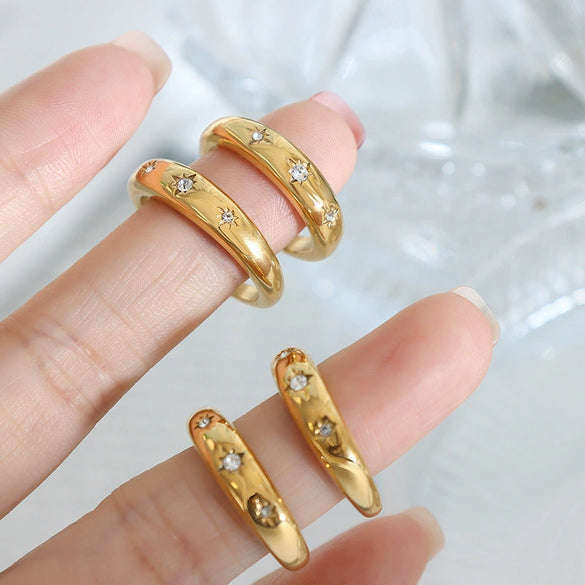 Ring 316L Stainless Steel Geometric Electroplated Inlaid Zircon Fashion Jewelry