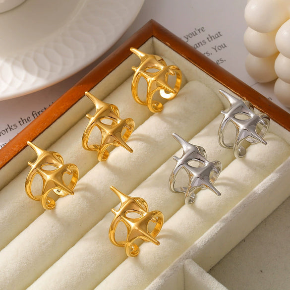 Ring 316L Stainless Steel Geometric Electroplated Unisex