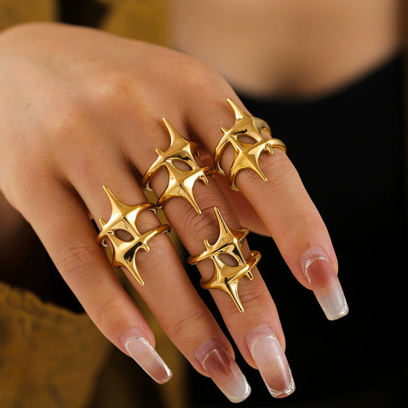 Ring 316L Stainless Steel Geometric Electroplated Unisex