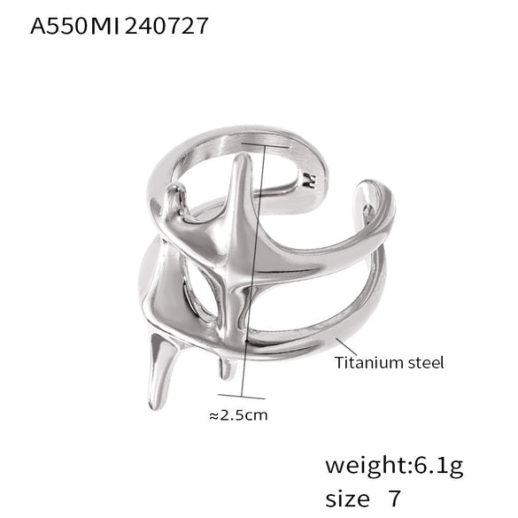 Ring 316L Stainless Steel Geometric Electroplated Unisex