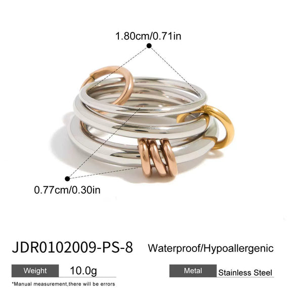 Ring Titanium Steel Geometric Electroplating Multiring Color Matching Trend Texture