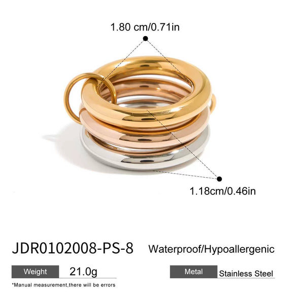 Ring Titanium Steel Geometric Electroplating Multiring Color Matching Trend Texture