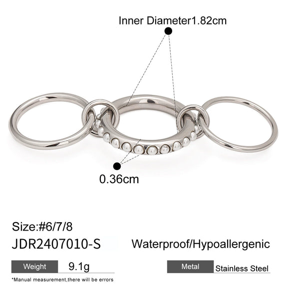 Ring Titanium Steel Geometric Electroplating Multiring Color Matching Trend Texture
