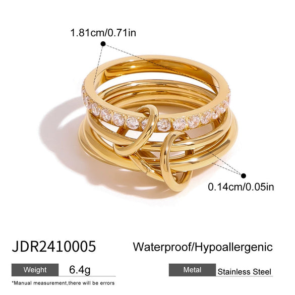 Ring Titanium Steel Geometric Electroplating Multiring Color Matching Trend Texture