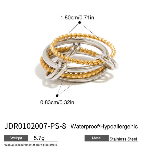 Ring Titanium Steel Geometric Electroplating Multiring Color Matching Trend Texture