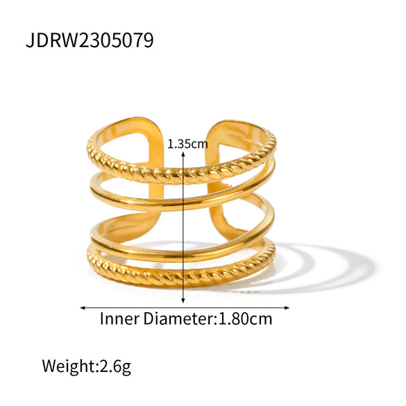 Ring Titanium Steel Geometric Electroplating Twist Design Women's Light Luxury Open Ring