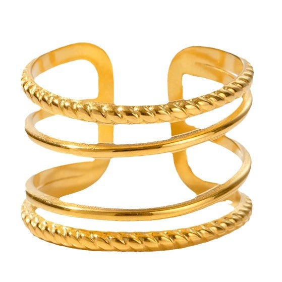 Ring Titanium Steel Geometric Electroplating Twist Design Women's Light Luxury Open Ring