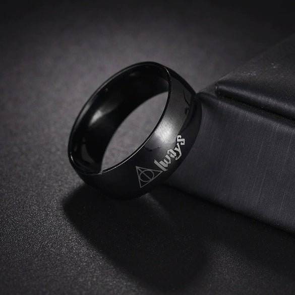 Ring Titanium Steel Geometric Pattern Electroplating